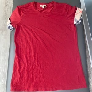 Burgundy Burberry Crew-Neck T-shirt Size Large